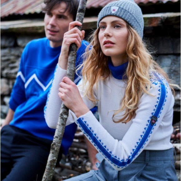 Dale of Norway Merino sweater MountAire white blue Geilo navy purple turquoise - Picture 7 of 16